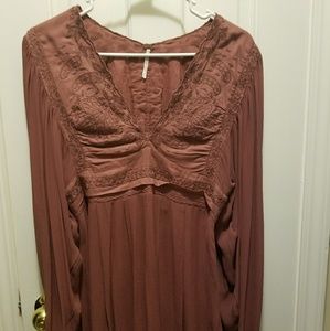 Embroidered Mauve Purple Dusty Pink Free PeopleTop